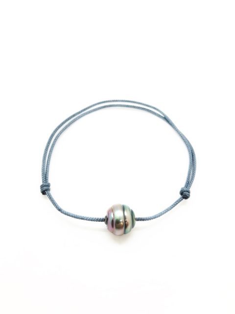 Collection les Merveilles du Pacifiques Bracelet perle cerclée sur cordon - BRC01 gris