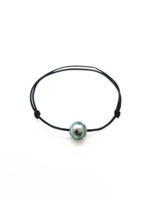 Collection les Merveilles du Pacifiques Bracelet perle cerclée sur cordon - BRC01 noir