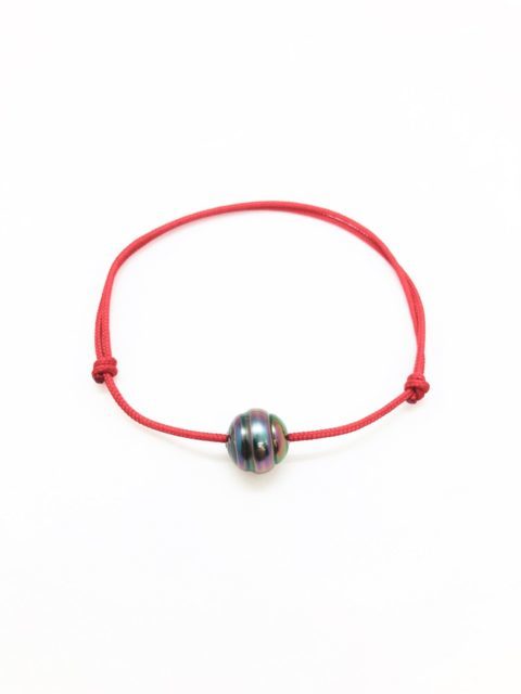 Collection les Merveilles du Pacifiques Bracelet perle cerclée sur cordon - BRC01 rouge