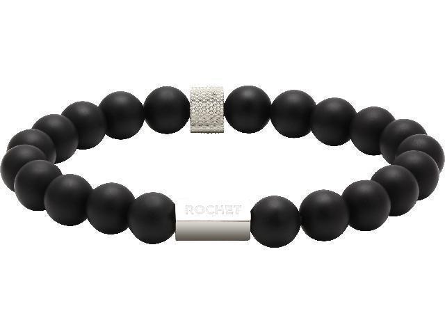 Bijoux ZRC Rochet Bracelet ZEN Perles 8mm Agate Noires Acier Moleté 