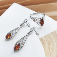 Collection Ambre BOUCLES D'OREILLES ARGENT AMBRE KM11KR