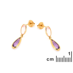 Collection Améthyste Boucles d'oreilles Argent doré Améthyste et quartz rose CJF-BO114D
