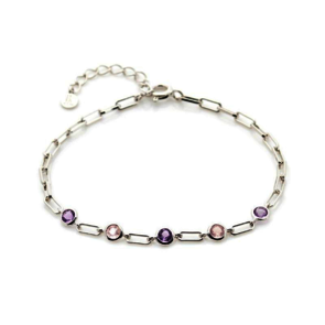 Collection Améthyste Bracelet Argent Améthyste et quartz rose CJF-BRO54