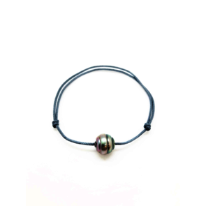 Les Merveilles du Pacifiques Bracelet perle cerclée sur cordon - BRC01 gris