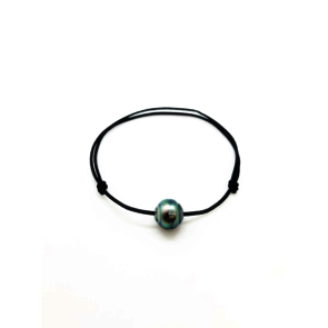 Les Merveilles du Pacifiques Bracelet perle cerclée sur cordon - BRC01 noir